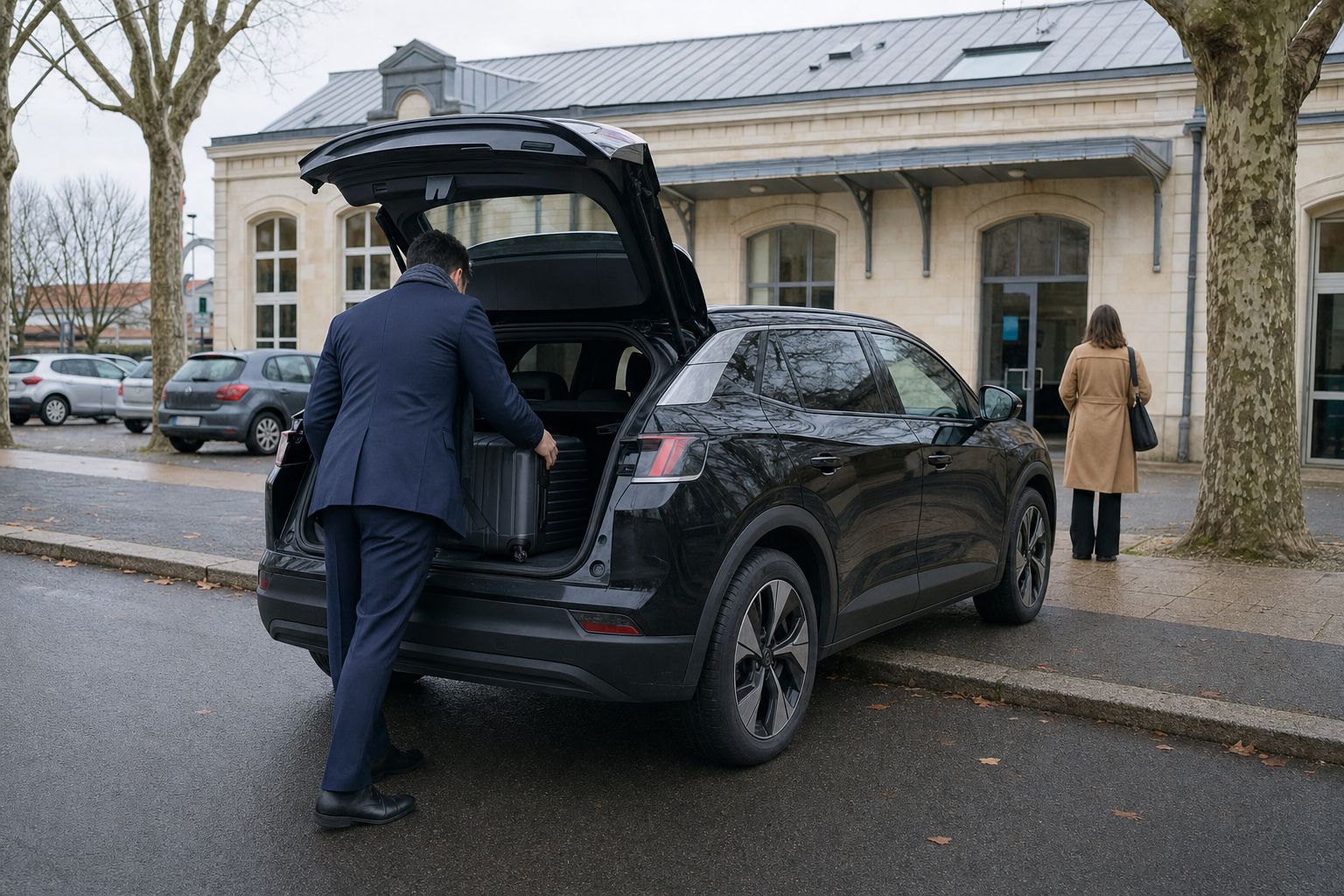 VTC Thionville — SUV 100 % électrique noir et chauffeur privé, VTC G
